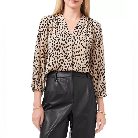 Vince Camuto Tops - Vince Camuto Animal Print V-Neck Blouse Large